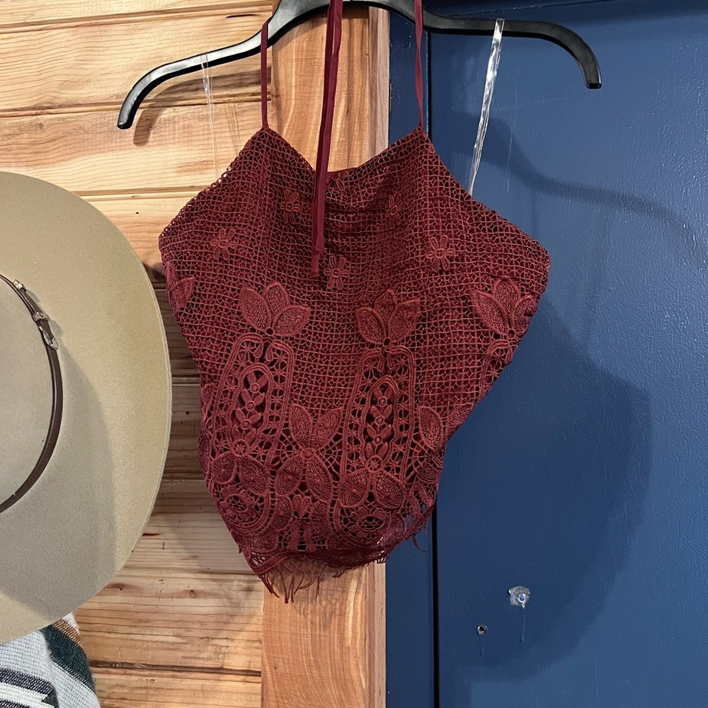 Maroon Crop Halter top